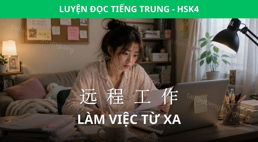 Hội thoại HSK 4: Làm việc từ xa có thật sự thoải mái? 1 làm việc từ xa