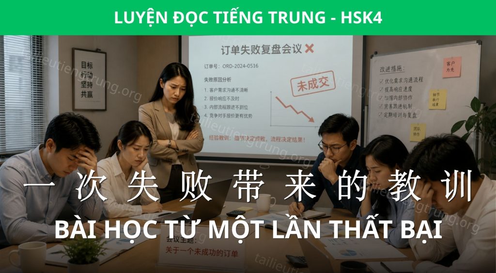 Hội thoại HSK 4: Bài học từ một lần thất bại 1 bài học từ một lần thất bại