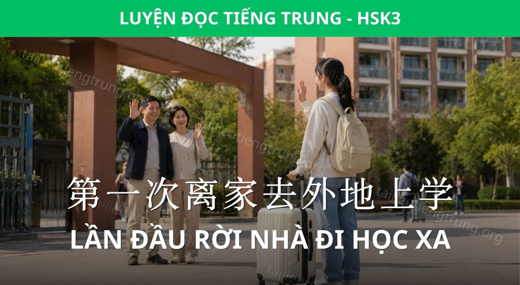 Luyện Đọc HSK 3: Lần đầu rời nhà đi học xa 1 lần đầu rời nhà đi học xa