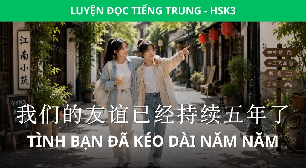 Luyện Đọc HSK 3: Tình bạn đã kéo dài năm năm 1 tình bạn 5 năm