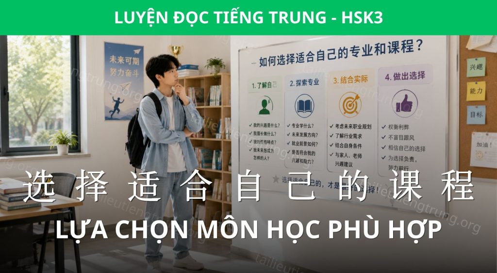 Luyện Đọc HSK 3: Lựa chọn môn học phù hợp 1 lựa chọn môn học phù hợp