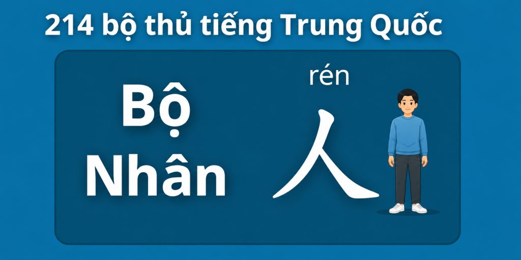 Bộ Nhân 人 – Ý nghĩa, cách viết và từ vựng liên quan 1 Bộ nhân trong 214 bộ thủ tiếng Trung