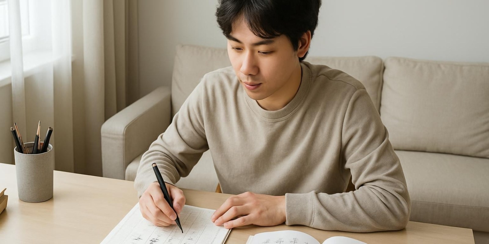 Quy tắc viết chữ Hán — Hướng dẫn luyện viết chữ Hán đúng và đẹp 2 Người học luyện các nét cơ bản của chữ Hán